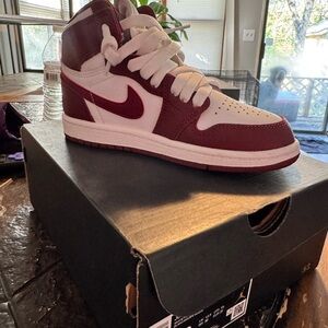 Nike Jordan 1’s  Maroon and White High-Top Sneakers
